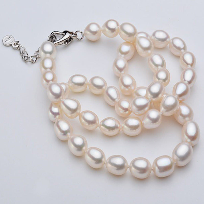 8-9mm White Freshwater Rice Pearl Necklace - Feliz Pearl 