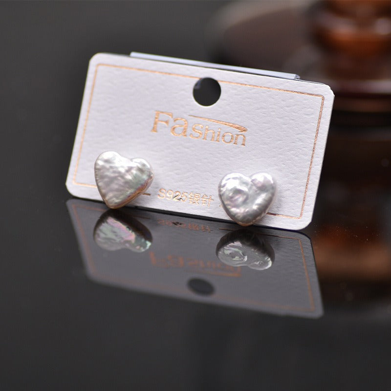 Freshwater Heart Baroque Pearl Stud Earring - Feliz Pearl 