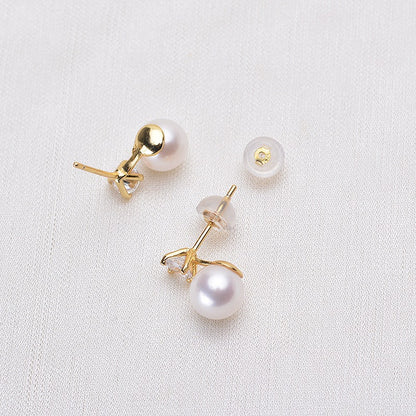 Perfect Round Freshwater Pearl Stud Earring - Feliz Pearl 