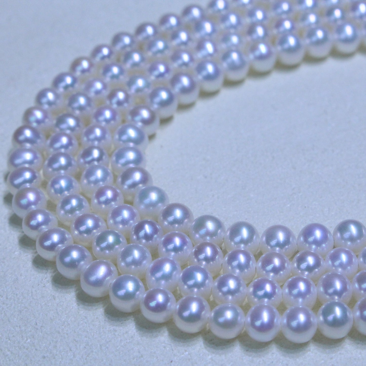 4-5mm near round white freshwater pearl strands