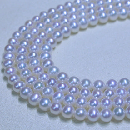 4-5mm near round white freshwater pearl strands