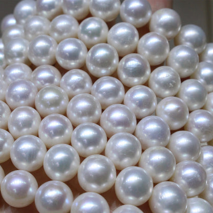 9.5-10.5mm White Cultured Freshwater Pearl Strings for Jewelry Making