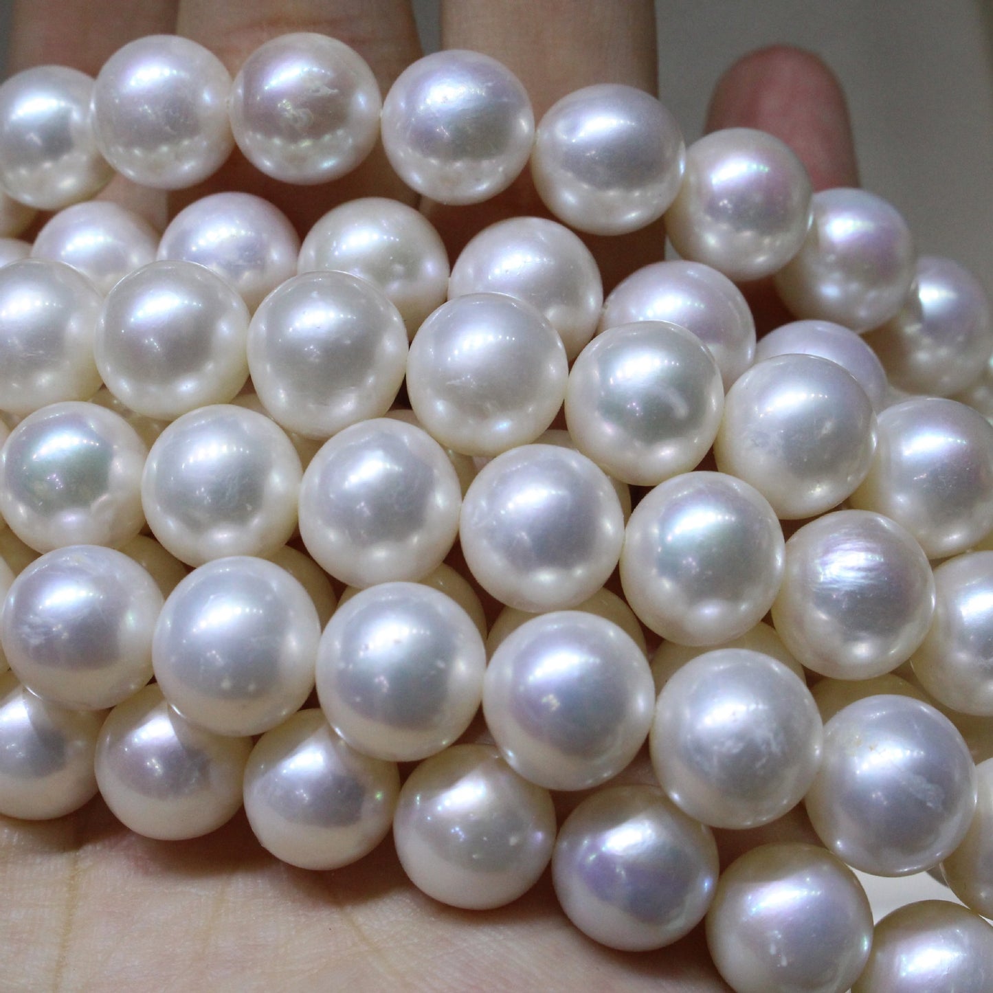 9.5-10.5mm White Cultured Freshwater Pearl Strings for Jewelry Making