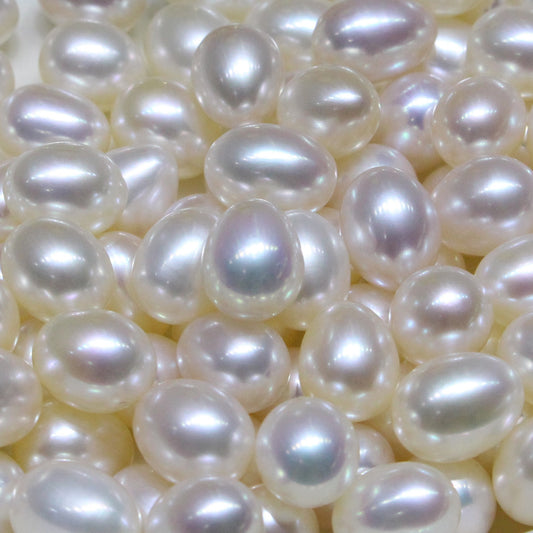 White color drop shape freshwater loose pearls