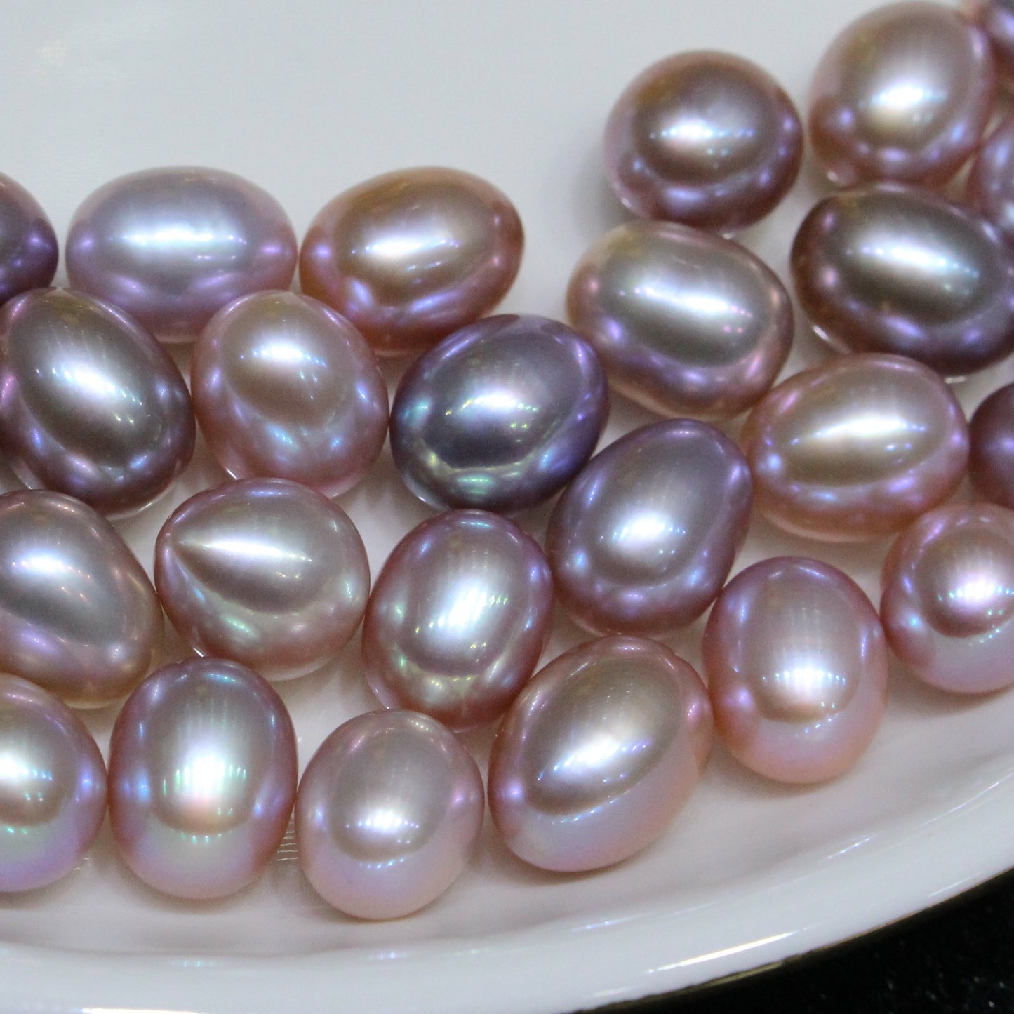 Lavender color drop shape freshwater loose pearls