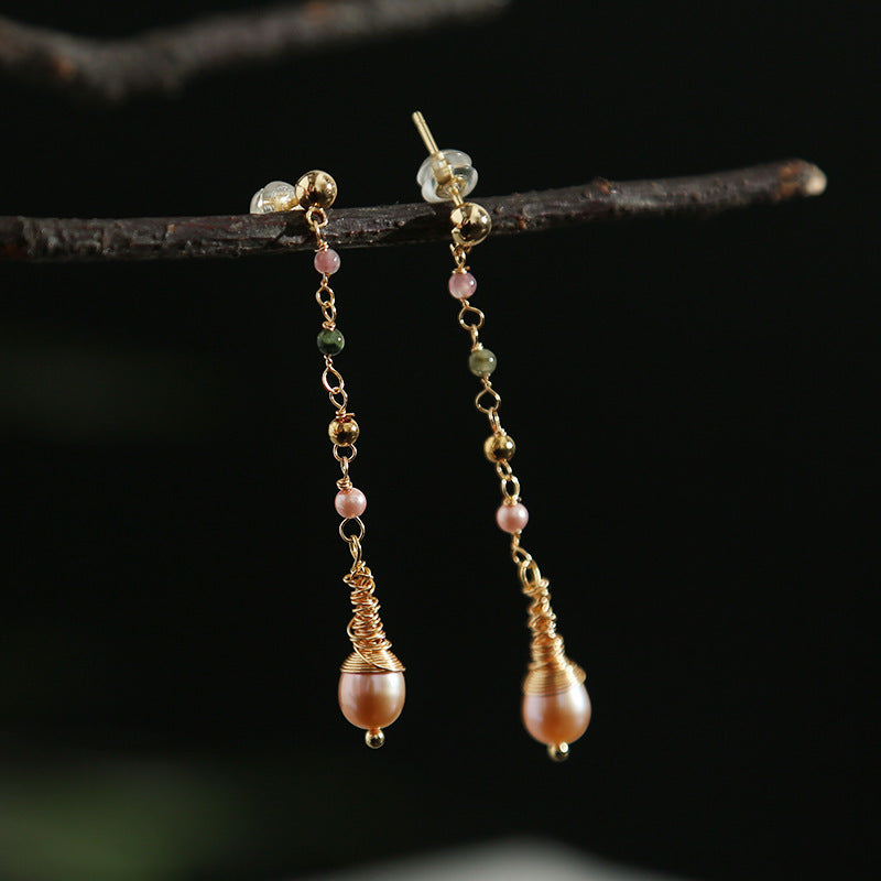 Tourmaline pearl dangle earring