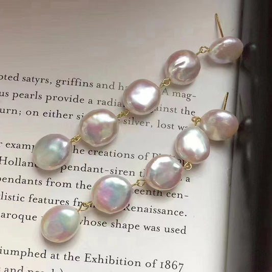  Coin Pearl Dangle Pearl Earring 