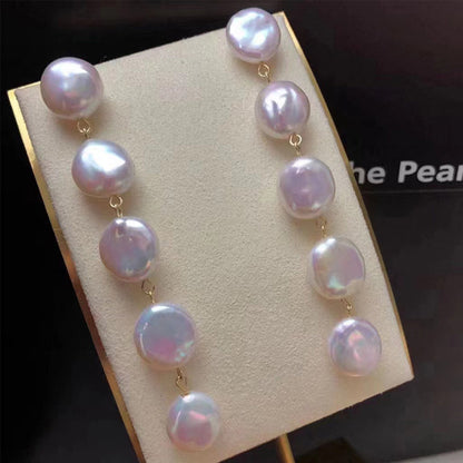  Coin Pearl Dangle Pearl Earring