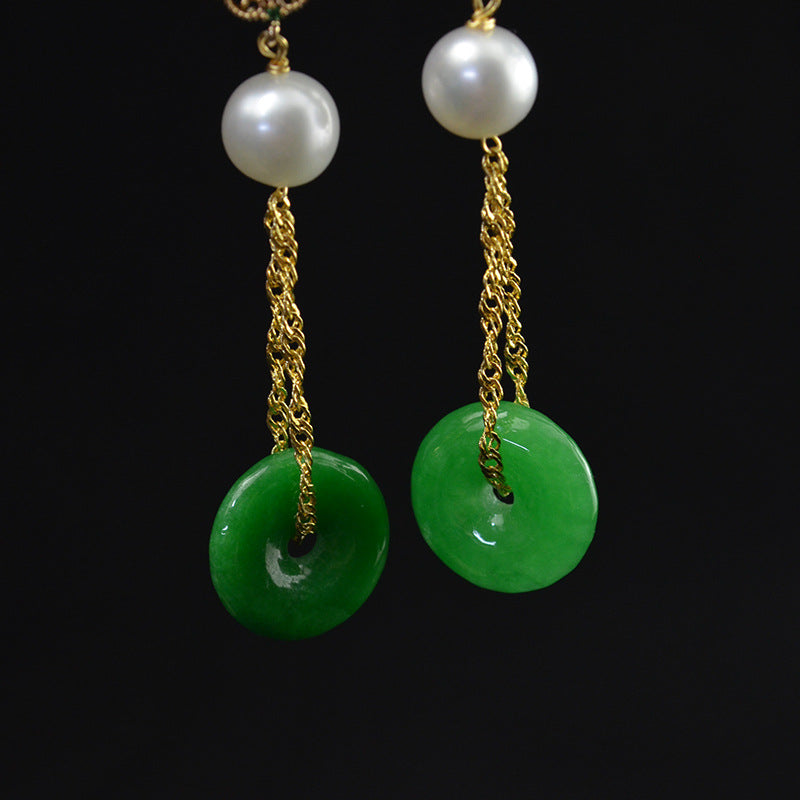 Lucky Jade Freshwater Pearl Dangle Earring