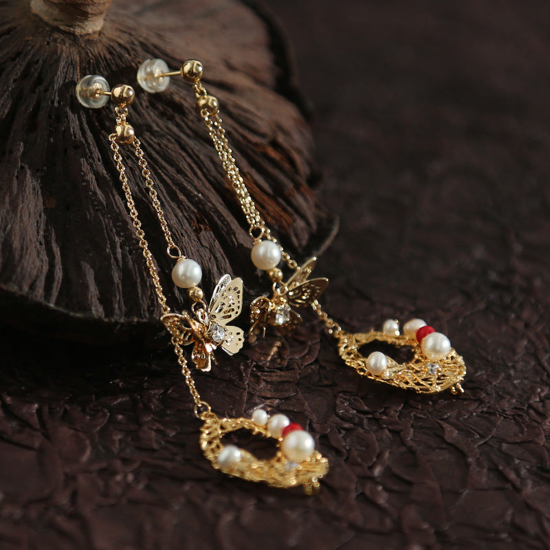 Vintage Hanfu Style Pearl Dangle Earring