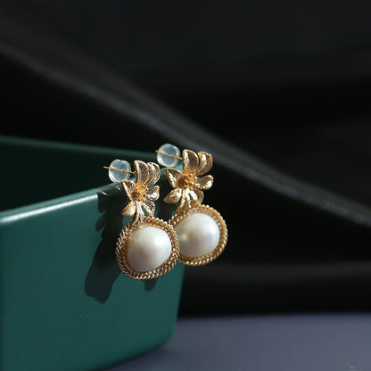 Handmade Freshwater Pearl Flower Pearl Earring 