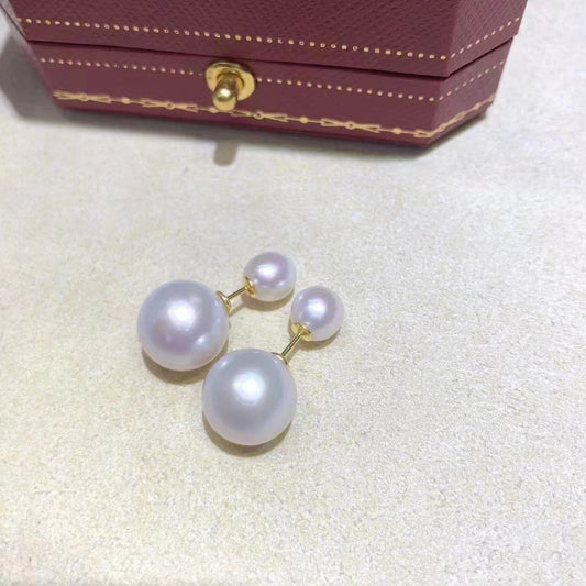 Classic Double Pearl Women Real Pearl Earring - Feliz Pearl 