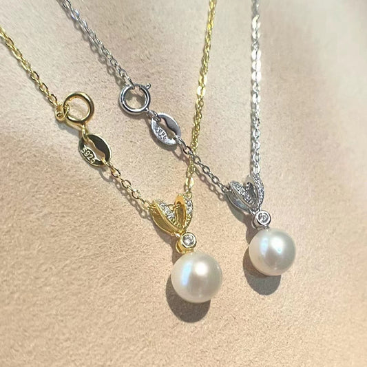 CZ Silver Pearl Pendant