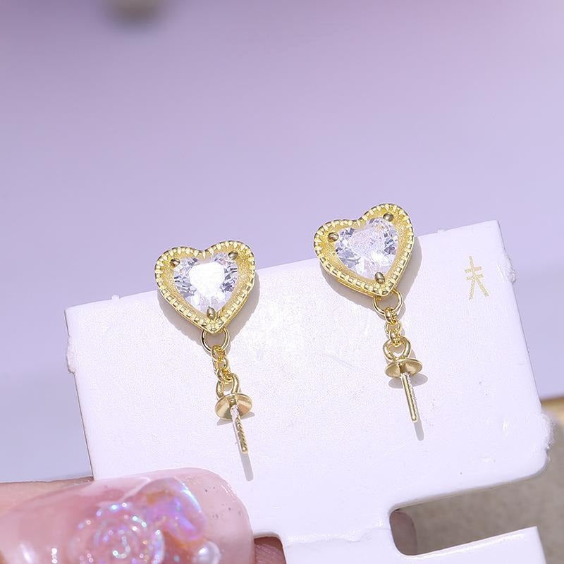 Luxury Heart Pearl Earring Mounitng 