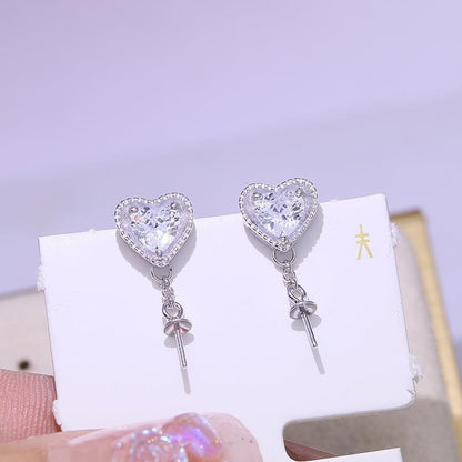 Luxury Heart Pearl Earring Mounitng 