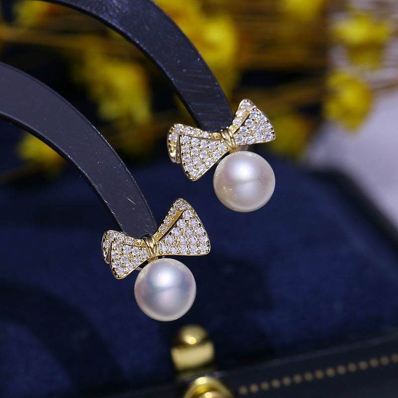 Luxury Women Bow Knot Pearl Stud Earring