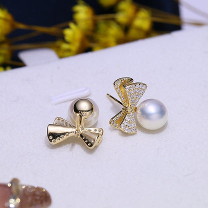 Luxury Women Bow Knot Pearl Stud Earring