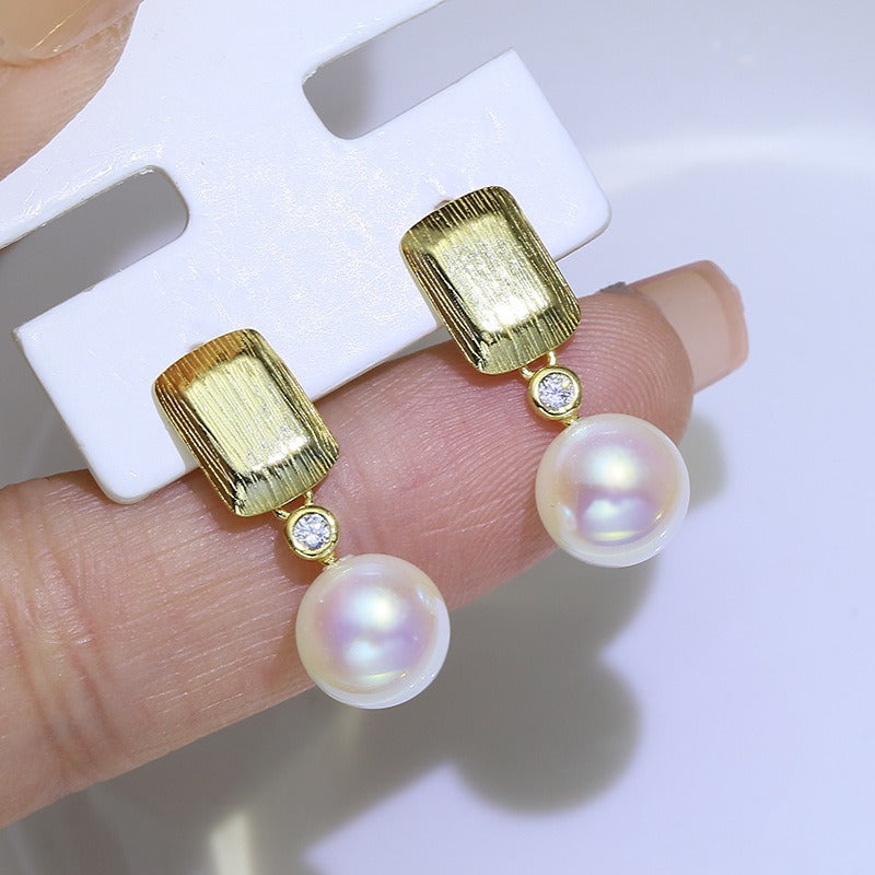 Silver Square Pearl Dangle Earring Setting