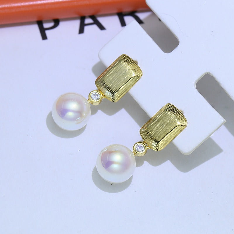 Silver Square Pearl Dangle Earring Setting