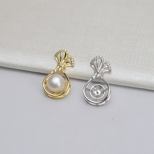 Silver Lucky Bag Pearl Pendant Settings