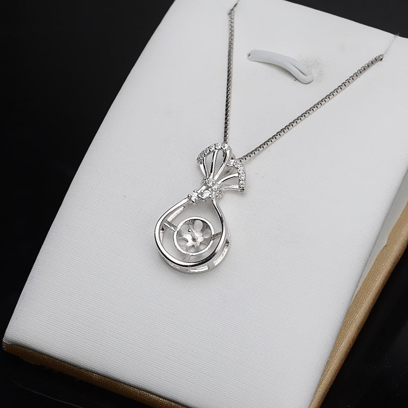 Silver Lucky Bag Pearl Pendant Settings