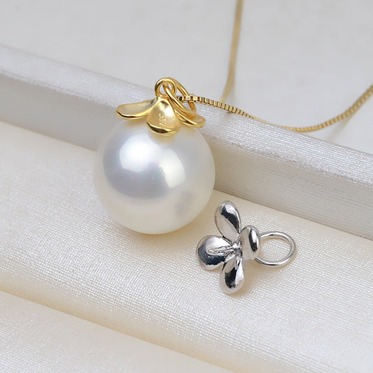 S925 Sterling Silver Flower Design Pearl Pendant Setting