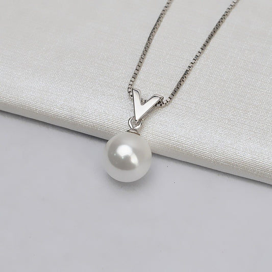 S925 Silver Classic V Pearl Pendant Setting