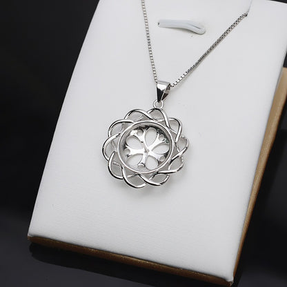 S925 Silver Twisted Flower Pearl Pendant Setting