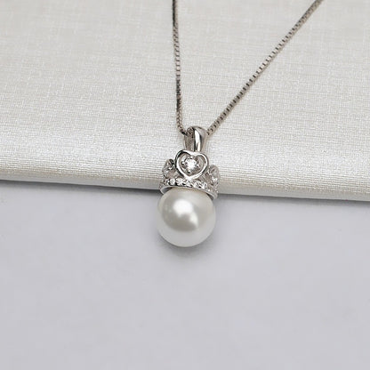 CZ Luxury Silver Crown Pearl Pendant Setting