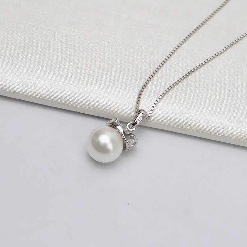 CZ Luxury Silver Crown Pearl Pendant Setting