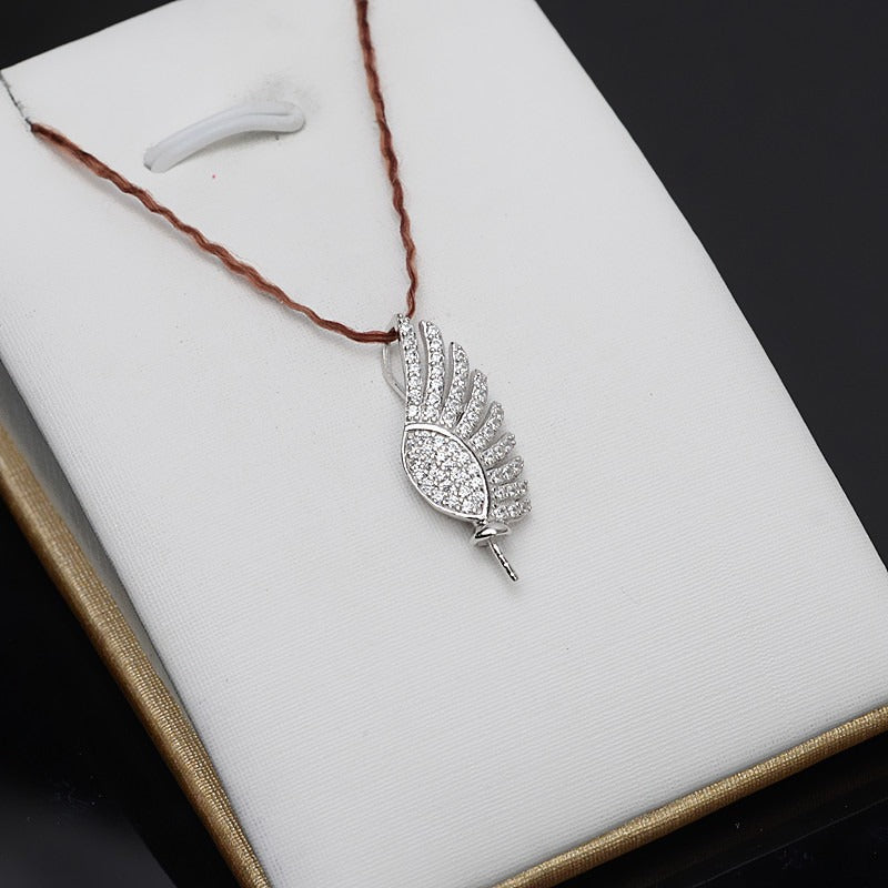 S925 Sivler Angel Wing Pearl Pendant Setting