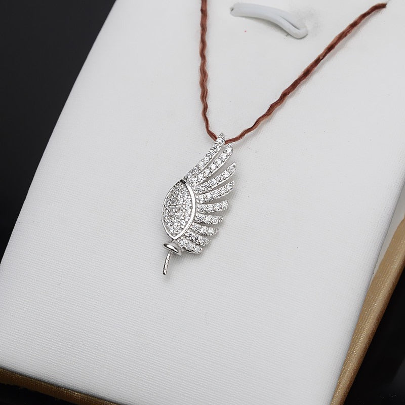 S925 Sivler Angel Wing Pearl Pendant Setting