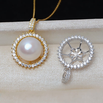 DIY Women Sunflower Pearl Pendant Setting