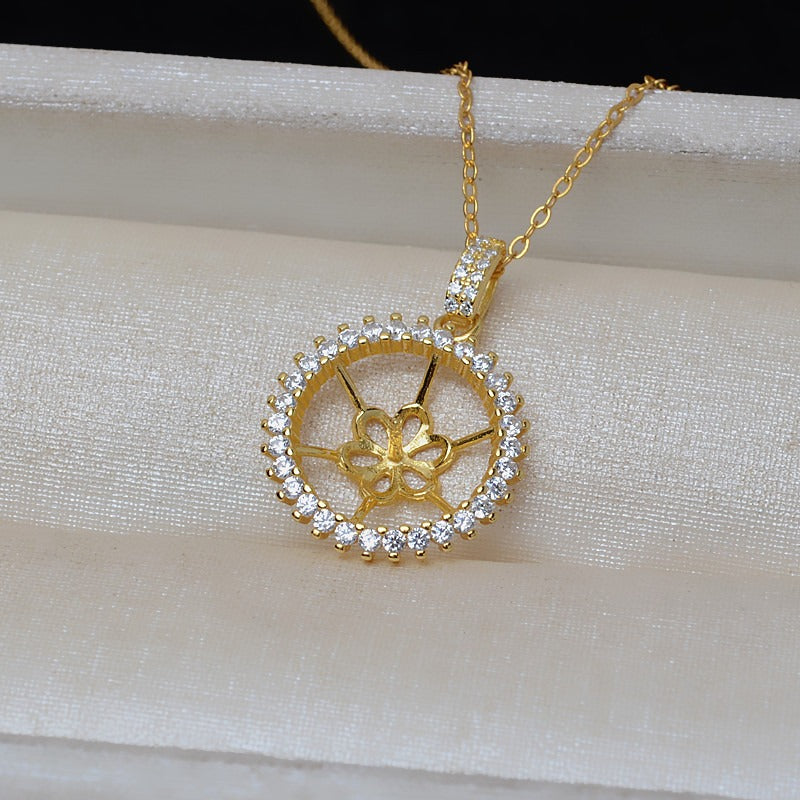 DIY Women Sunflower Pearl Pendant Setting