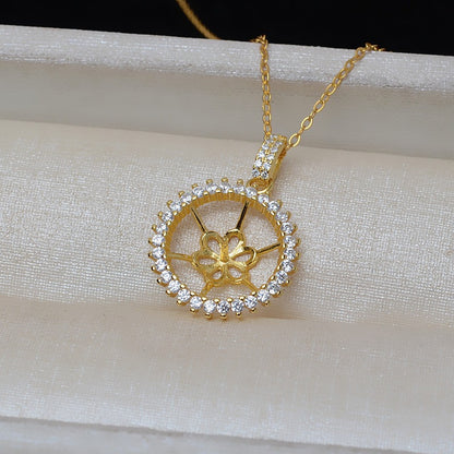 DIY Women Sunflower Pearl Pendant Setting