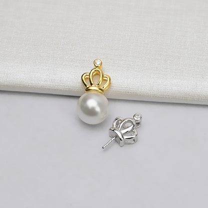 S925 Silver Crown Pearl Pendant Setting