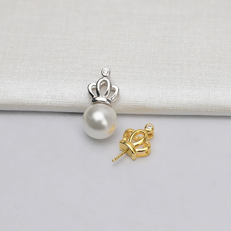 S925 Silver Crown Pearl Pendant Setting