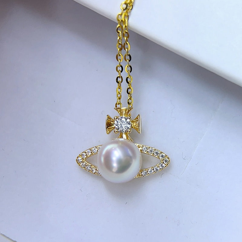 Feliz Pearl CZ Planet Pearl Pendant Setting-Pearl Jewelry Supplier