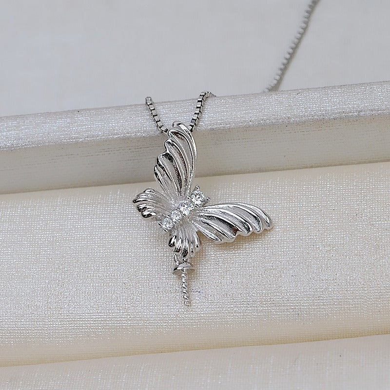 S925 Silver Butterfly Pearl Pendant Setting