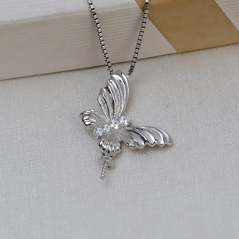 S925 Silver Butterfly Pearl Pendant Setting