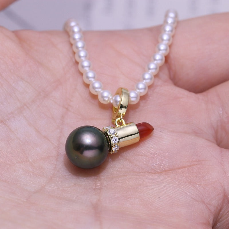 Women Lipstick Pearl Pendant Setting