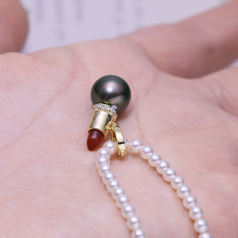 Women Lipstick Pearl Pendant Setting