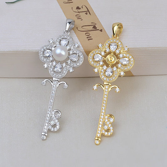 Silver Luxury Key Pearl Pendant Setting