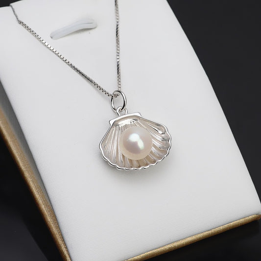 S925 Silver Shell Design Pearl Pendant Setting