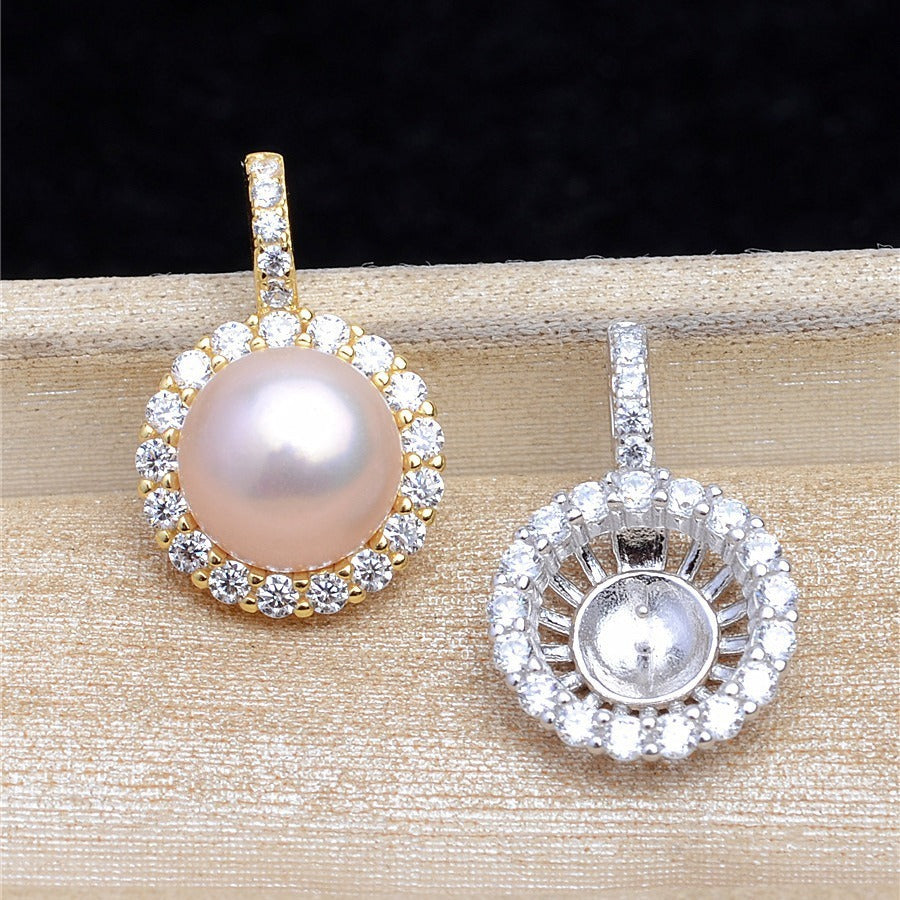 Luxury Silver Sunflower Pearl Pendant Setting