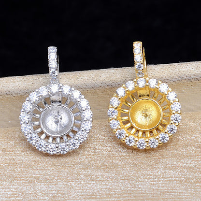 Luxury Silver Sunflower Pearl Pendant Setting