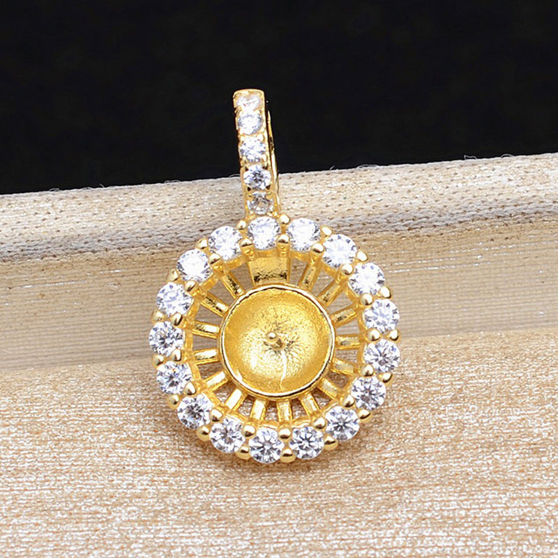 Luxury Silver Sunflower Pearl Pendant Setting