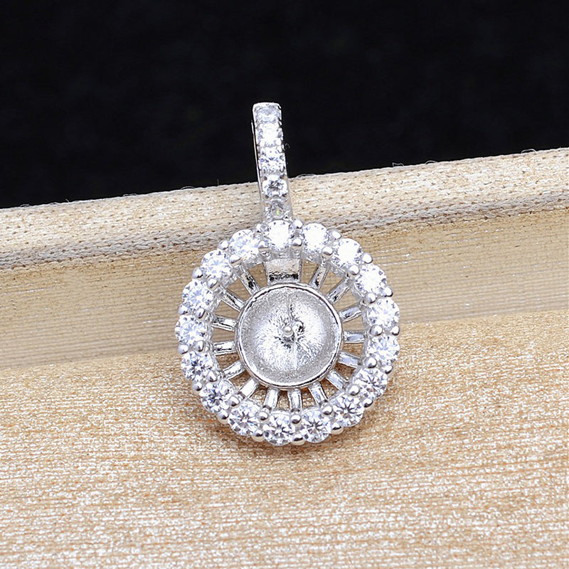 Luxury Silver Sunflower Pearl Pendant Setting