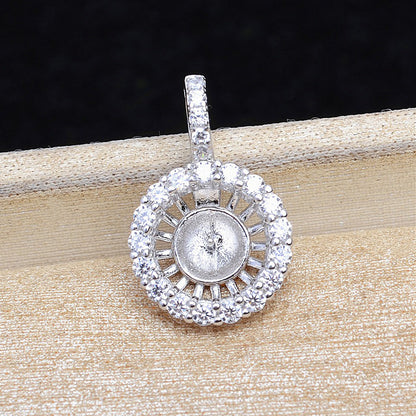 Luxury Silver Sunflower Pearl Pendant Setting