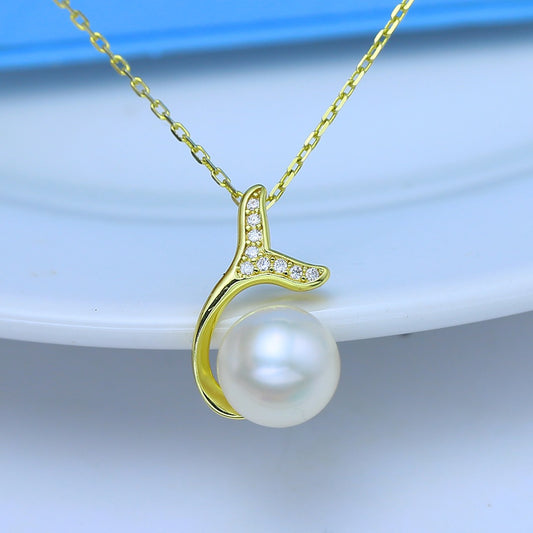 Women Silver Mermaid Tail Pearl Pendant Setting 